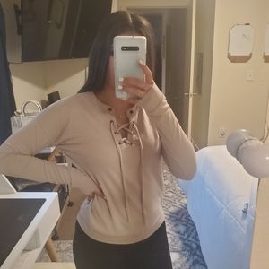 Light pink Sweater Criss cross v neck tillys